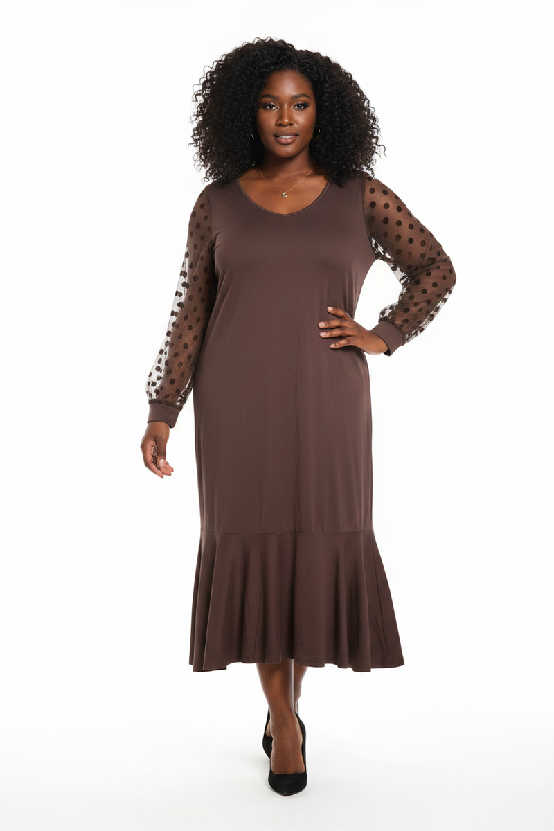 polka dot sheer sleeve dress Polka Dot Puff-Sleeve Cute Homecoming Dress with Beads Black / 4