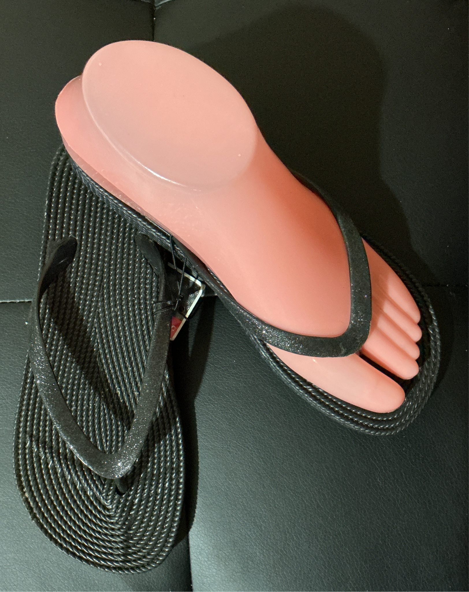 Sparkle Black Thong Flip Flops