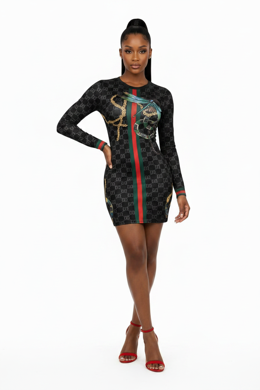 long sleeve print bodycon dress Yilda - Long-Sleeve Square-Neck Floral Print Shirred Midi Bodycon Dress