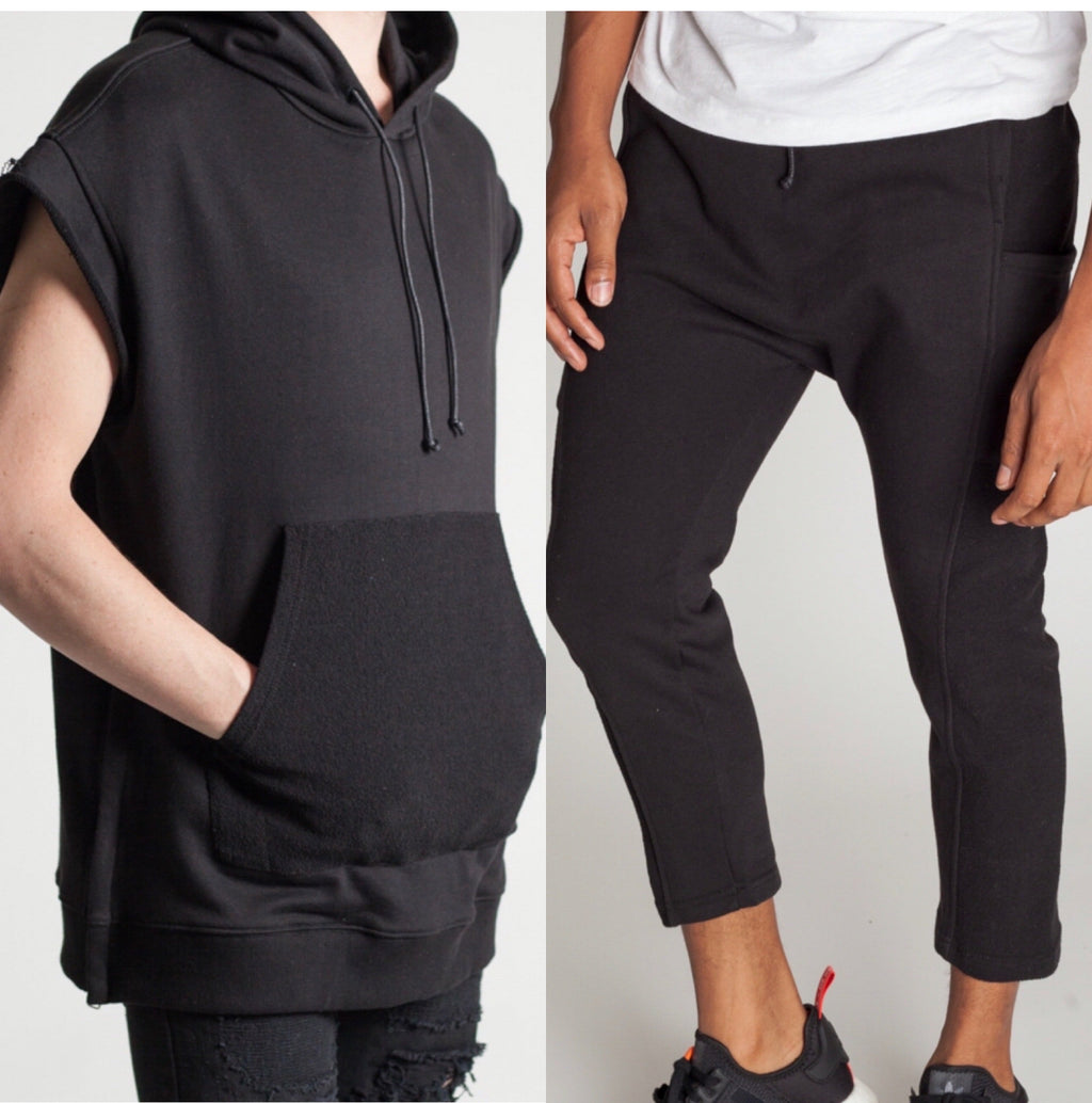 Men's Cropped Jogger Sweats - Black