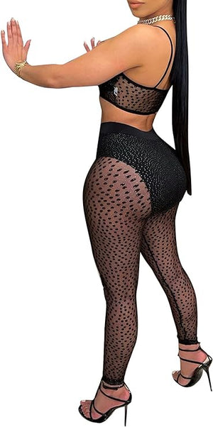 Black Sheer Mesh Bodycon Set