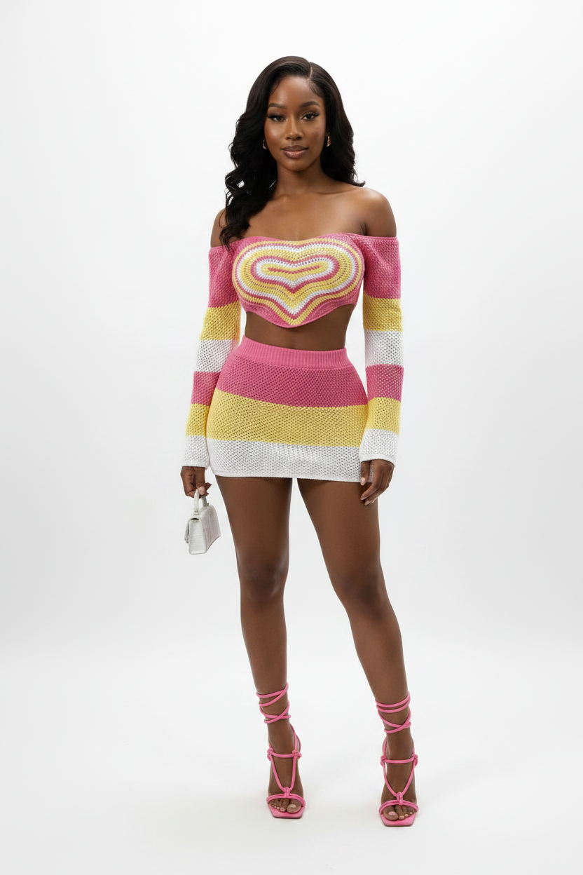 Pink/Yellow Heart Knit Set – TCD Fashion