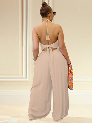 One Piece Halter V Neck Backless Romper