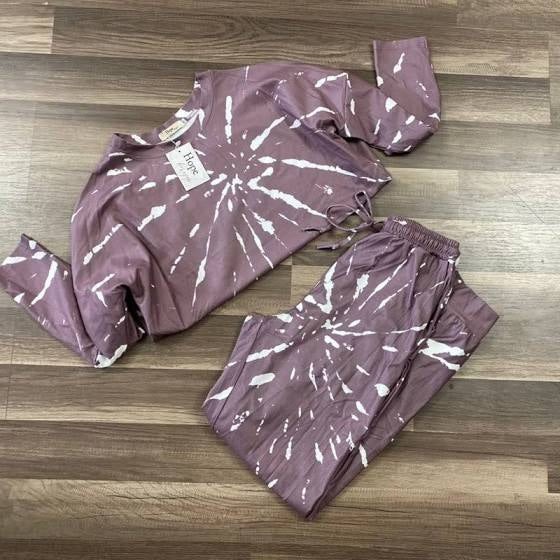 Purple Marble Print Lounge Wear