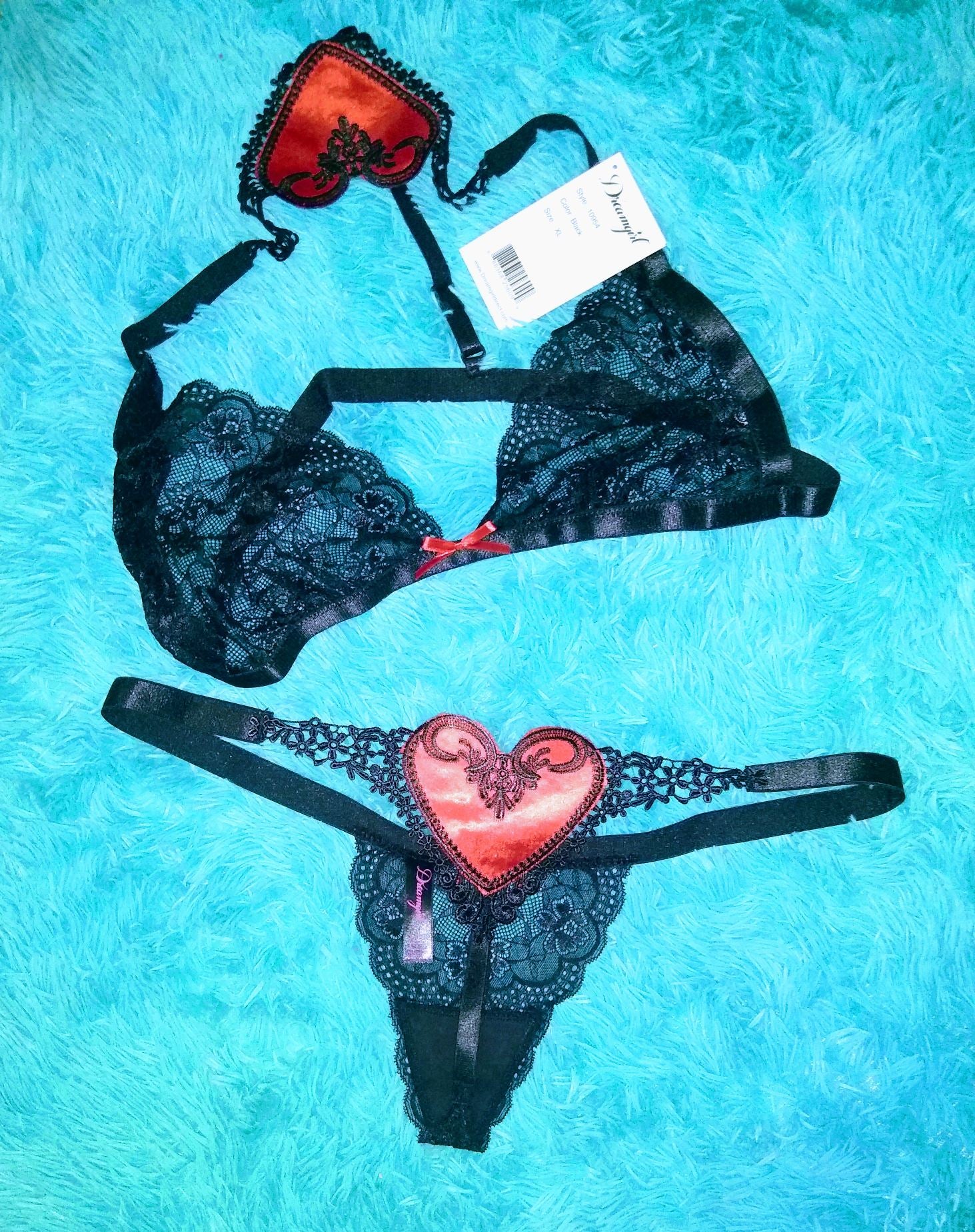 Heart Bralette and Thong Set