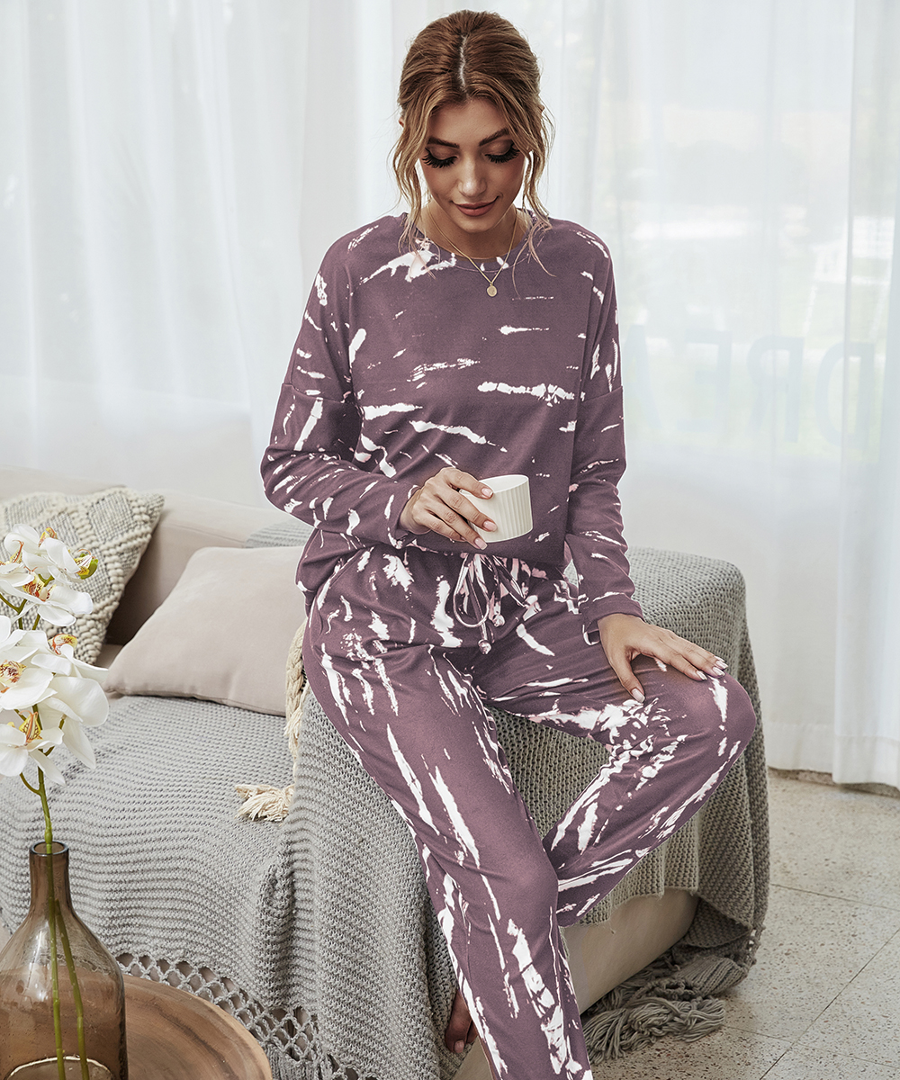 Purple Marble Print Lounge Wear