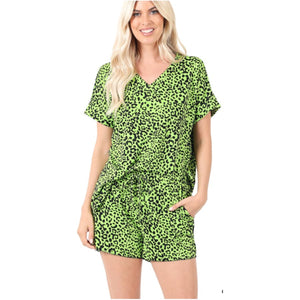 Green Apple Leopard Set