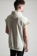 Men's Cropped Sleeved Hoodie - Beige