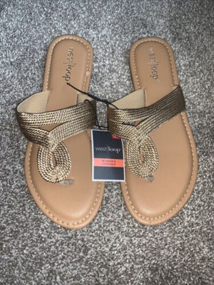 Woven Gold Thong Sandals