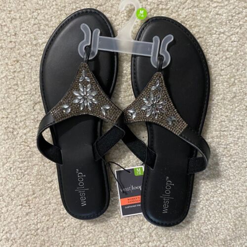 Black Bling Thong Sandals